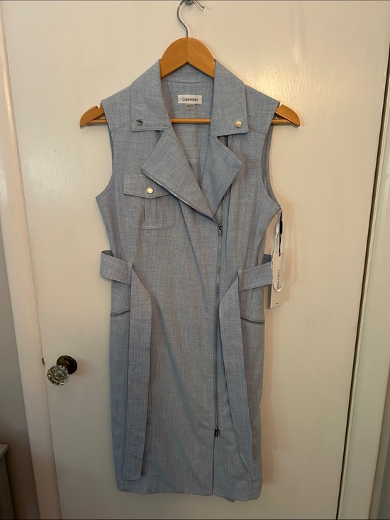 Calvin Klein Dresses & Skirts - Calvin Klein Sleeveless Light Blue Zip-Front Midi Dress